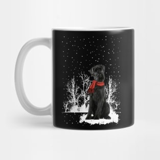 Christmas Giant Schnauzer With Scarf In Winter Forest Mug